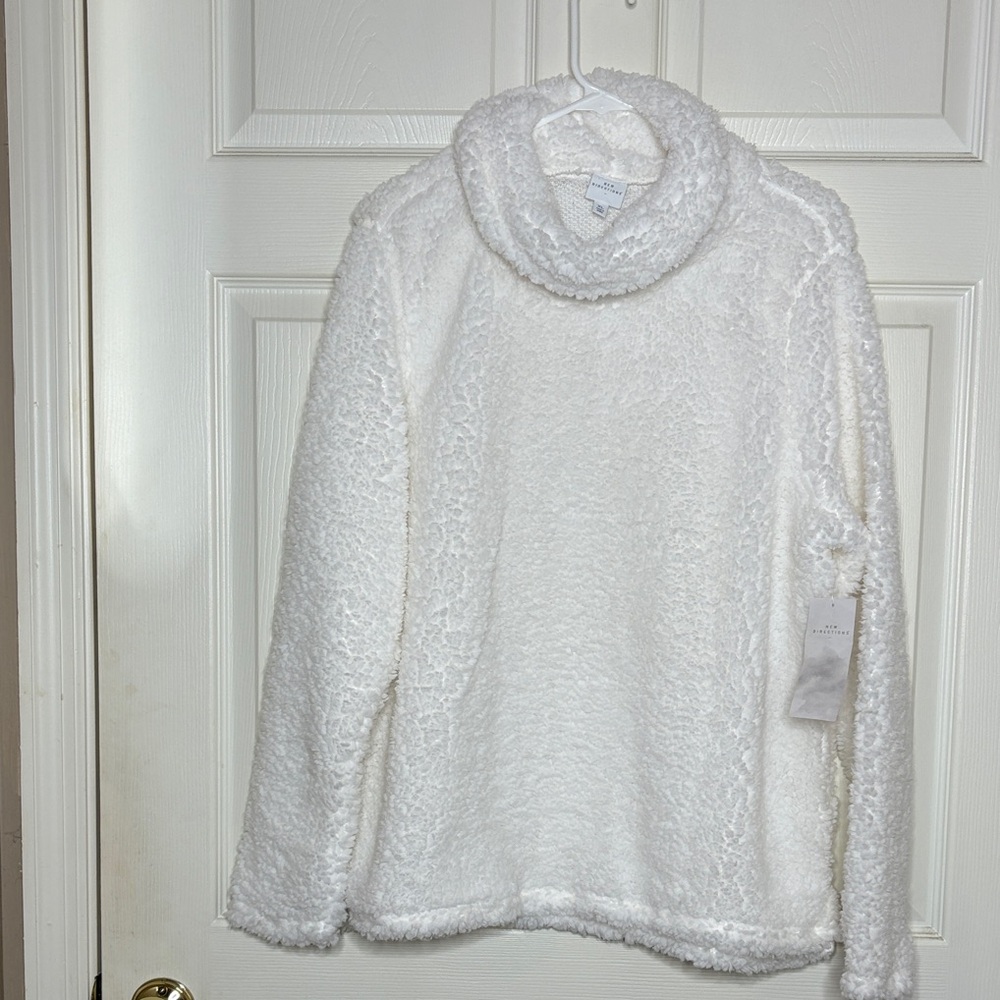 NWT New Directions Cozy Up Sweater Teddy Comfy Turtleneck XL Ivory White